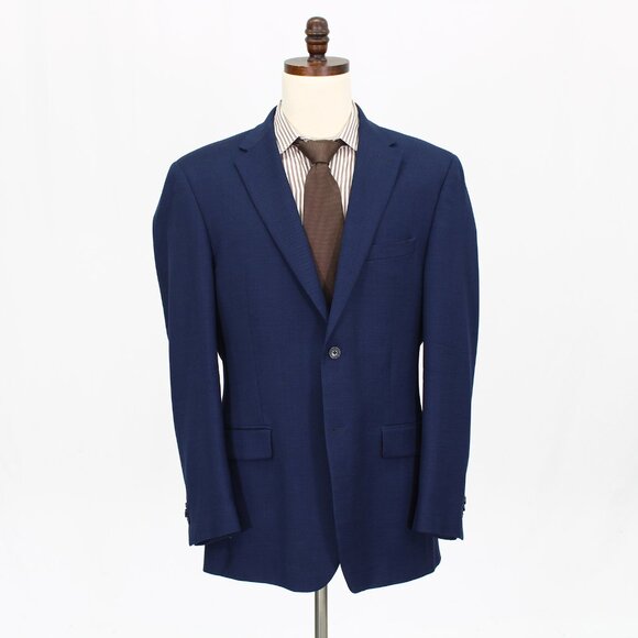 Joseph Abboud 44L Blue Solid 2-Button Sport Coat Blazer Jacket G917 - Picture 1 of 11